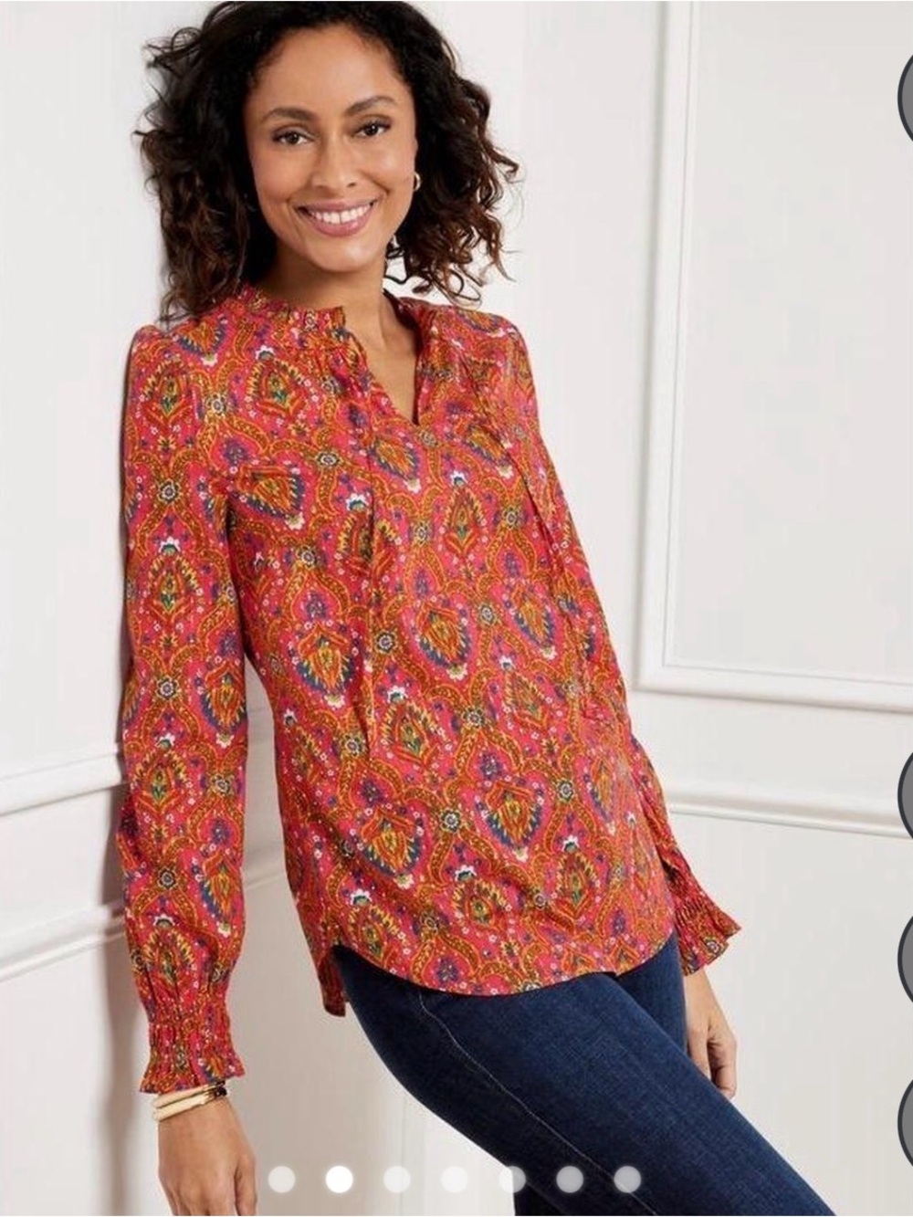 Talbots Ruffle Neck Blouse - Floral Lattice size Large petite